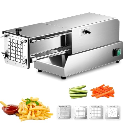 Electric French Fry Cutters, Professional Commercial and Household French Fries Cutters, Potato Slicer with 4 Blade, Commercial Grade Stainless