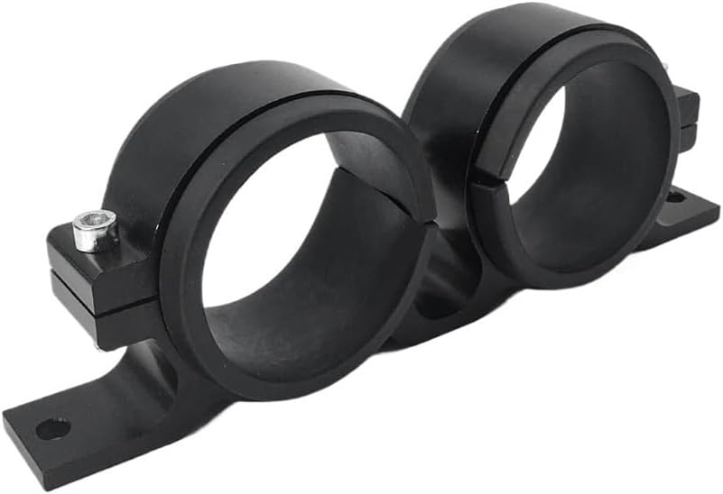 60mm Aluminum Alloy Car Fuel Pump Mounting Bracket Dual Filter Clamp Cradle Twin Fuel Pump Mount Bracket Cradle For(Black)