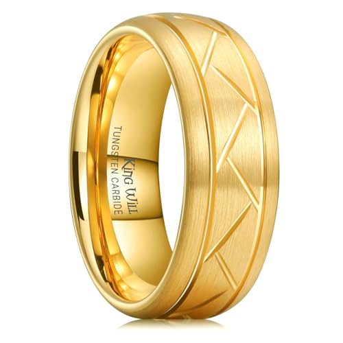 King Will Men Tungsten Rings Gold Plated 8mm Size 10.5 by King Will - Used condition - US$30.39