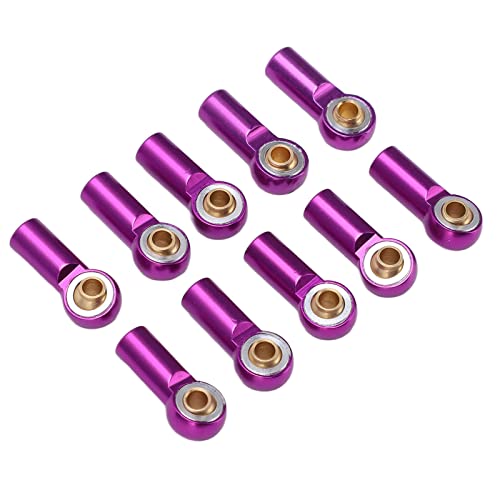 High Strength RC Link Rod End Joint Aluminum Ball Ends for AXIAL SCX10 1/10 RC Car, Pack of 10 for Improved Performance (Silver) (Purple)