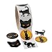 Black Cat Prism Halloween Roll Stickers ~ 100 Round 1.5" Paper Stickers ~ New / Shrink-wrapped