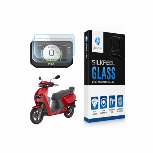 Image of [2 PACK] TEMPERED GLASS For Hero Vida VX2 Plus Top Model || 4.3-inch Color TFT Display Protector || Anti Scratch | Smudge & Water Resistant | 9H Hardness | Bubble Free Installation || VX 2 Digital Instrument Console Full Screen Guard Protective Accessory [REAL GLASS. NOT PLASTIC]