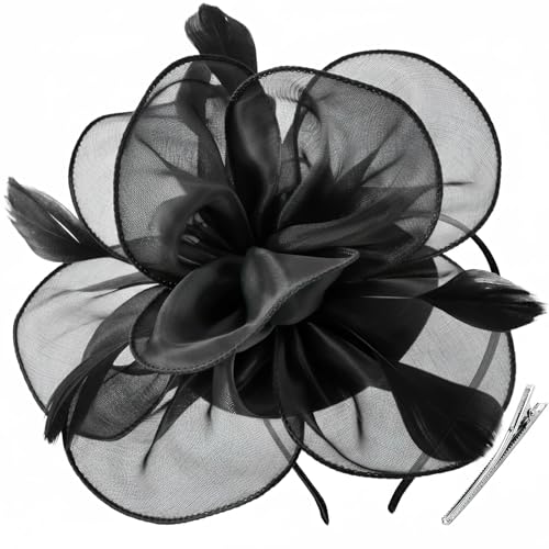 Image of DRESHOW Fascinators Hat Tea Party Headwear Ribbons Feathers on a Headband and a Clip for Women