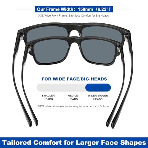 Image of SKYOAK Superior Large 158MM XXL Polarized Sunglasses Men Women, Scratch /Saltwater Resistant /Oleophobic Coating Lens