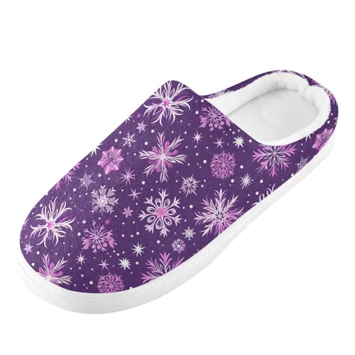 Fuzzy Memory Foam Slippers for Women/Men Beautiful Snowflakes Pattern Fluffy Winter House Shoes Indoor and Outdoor