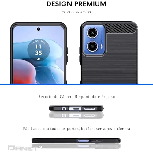 Capa Capinha Anti Impacto Para Motorola Edge 50 Pro Case Com Desenho Fibra De Carbono Shock Queda (P