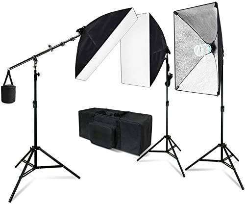 Julius Studio Softbox 800W Lighting Kit With E27 Socket Photography Continuous Light And 20" X 28" Reflectors And 85W 6500K Bulbs For Video Camera Portraits Photo Studio, 3-Pack, Jsag394 #TOP28