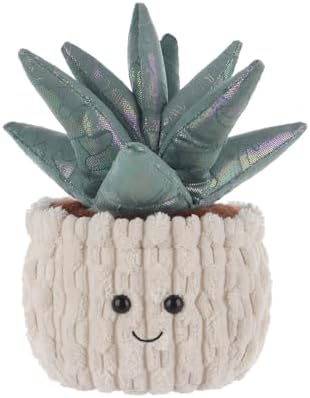 Apricot Lamb Potted Aloe Plant Plush Stuffed Animals for Kids, Soft Cute Plush Toys for Baby Girl and Boy, Fluffy Potted Aloe Plant Green