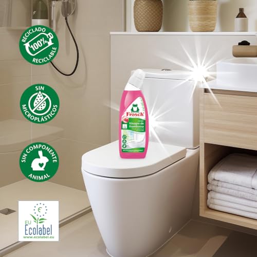 Frosch - Gel WC Ecológico, Limpiador de Cal y Residuos Para Inodoro, Higienizante con Vinagre Frambuesa - 750 ml