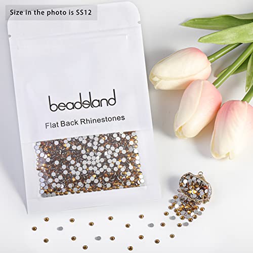 Image of Beadsland 1440pcs Flat Back Crystal Rhinestones Round Gems for Nail Art and Craft Glue Fix, Lt Colorado Topaz,SS12,3.0-3.2mm