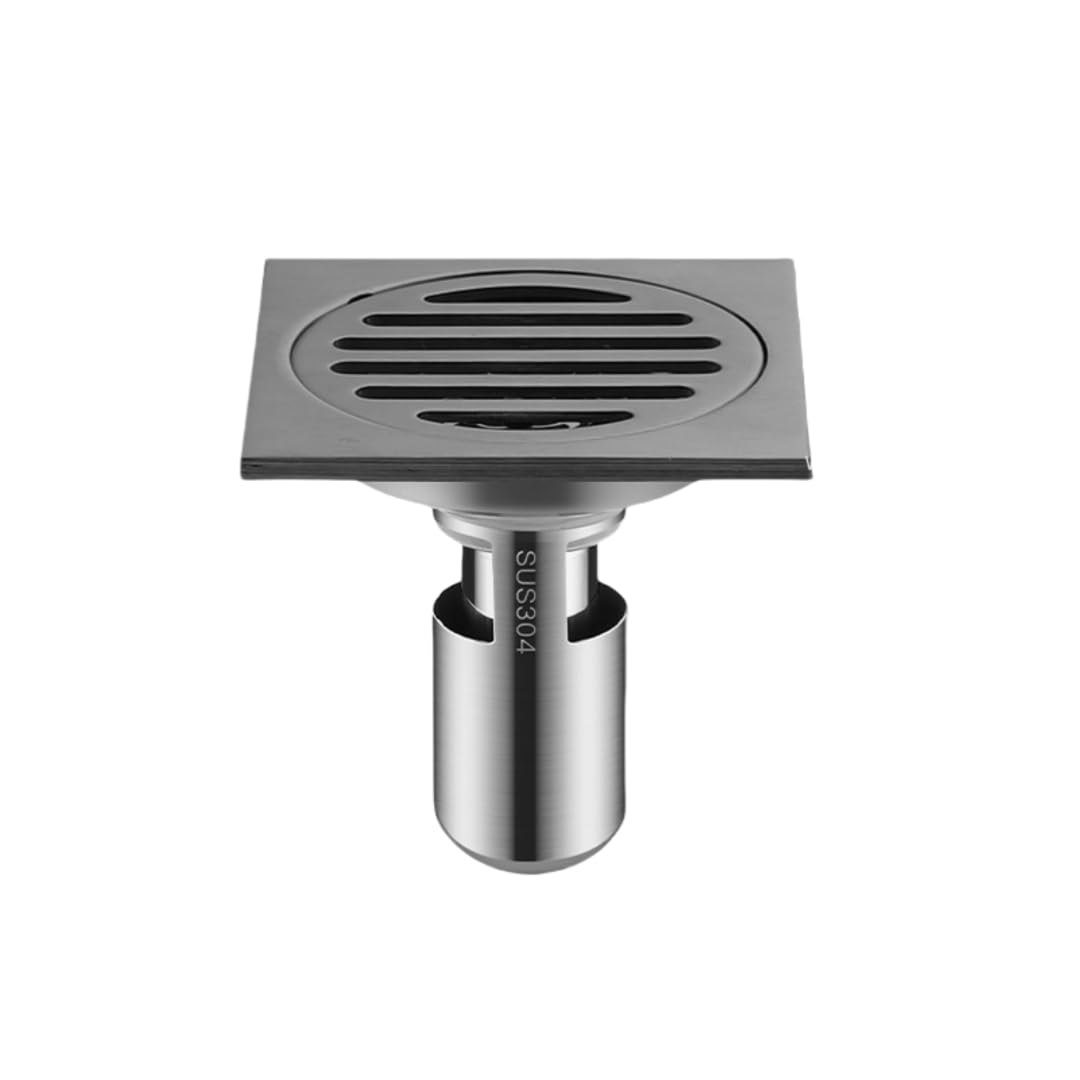KJdxfhFH Bathroom floor drains, Bathroom Floor Drain 304 Stainless Steel with Backflow(Round Bar Gray Single Use)
