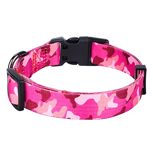 Rhea Rose Hundehalsband Sonderanfertigung Personalisierte weiche Halsbänder Pink Camo Medium