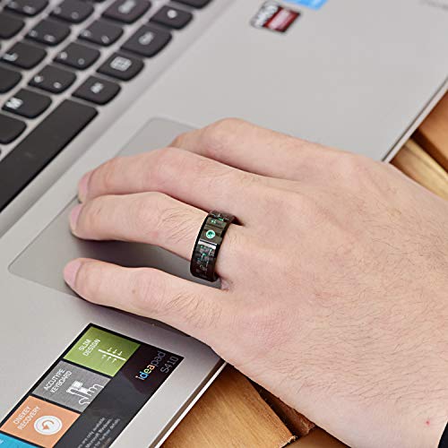 NUNCAD 8mm Nero+Verde Anello in Tungsteno