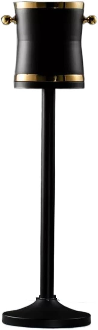 Ice Bucket Luxurious Large Stainless Steel Champagne Bucket with Tall Stand, Matte Black Finished, 27.1 Inches Beverage Ice Tub