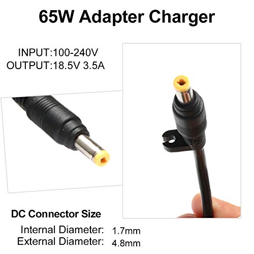 65W Adapter Charger for HP Pavilion DV6000 DV6500 DV6700 DV1000 DV2000 DV4000 DV5000 DV8000 DV9000 DV9500, HP Compaq Presario C300 C500 C700 A900 F700, HP Spare 9155068 393954001 Power Cord 18.5V 3.5A