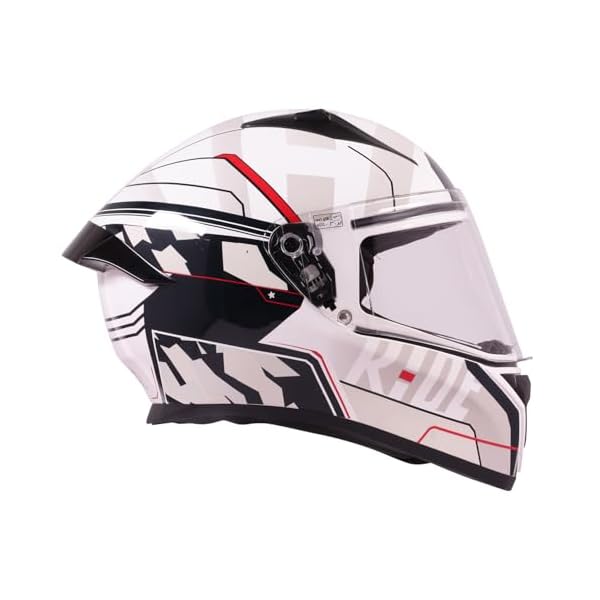 Royal Enfield Roadster Full FACE GEO CAMO Helmet|ISI & DOT Certified|Scratch Resistant Visor|High Impact ABS Shell|High Density EPS Liner|3 Intake Ports & 2 Exhaust|Micrometric Lock White (L) 60 CM