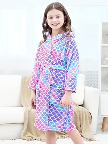 Image of Doctor Unicorn Soft Hooded Rainbow Bathrobe Sleepwear for Girls
