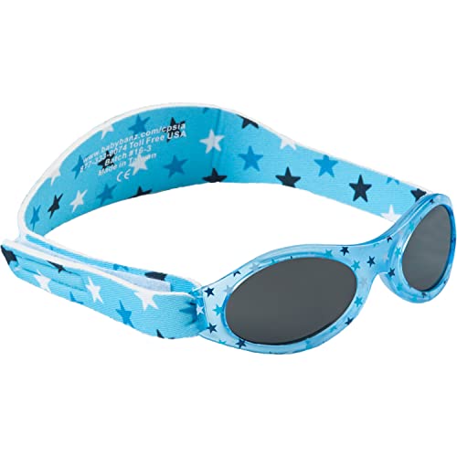 Dooky BabyBanz Blue Star Lunettes de soleil pour filles et garçons (adaptées aux bébés de 0 à 2 ans, 100% protection UV-A et UV-B, verres incassables), bleu Cover