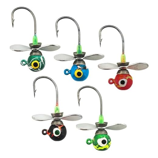 FANGBLUE Gancho de cabeça de 10 g (3/226.8 g) Gancho de pesca de aço inoxidável com lâmina de hélice, colher giratória, anzol, equipamento de pesca (5 peças, 10 g)