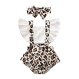 Mubineo Toddler Newborn Infant Baby Girl Ruffle Blouse Romper Summer Cute Short Jumpsuit Clothes (Q-Leopard Print 1, 0-3 Months)