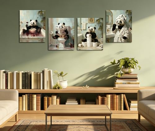 Image of Frimeeme Funny Panda Bathroom Wall Art,Unframed, 8x10 Inch