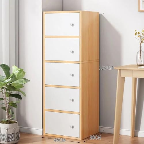 Image of EXVITO Engineered Wood Wardrobe for Bedroom | Foldable 5-Shelf Wooden Storage Cabinet | Cupboard Almirah for Clothes | Collapsible Wardrobe | Digital Heavy PC Game Cabinet - Maple