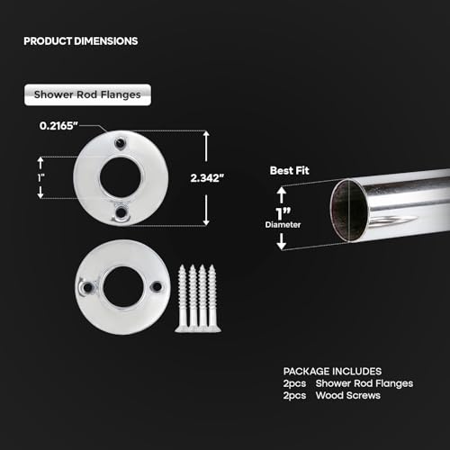 Image of HIGHCRAFT Shower Curtain Rod Flange, Screws Included, Chrome Plated Steel
