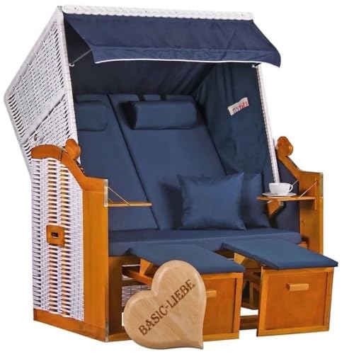 MR. DEKO Strandkorb Ostsee wetterfest 2-Sitzer Strandkörbe Volllieger-Korb