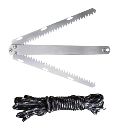 Bustlwor Diente de Sierra de Hoz Plegable, Cortador de Plantas Acuáticas para Eliminar Malezas, Cortador de Malezas, para Eliminar Plantas Acuáticas en Estanques o Acuarios (Cuerda de 20 Metros)