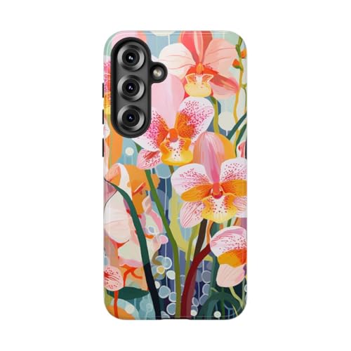Coque orchidée colorée Samsung S25 Plus rigide antichoc et anti-rayures