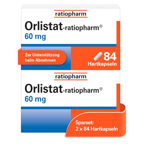 Orlistat-ratiopharm 60 mg Hartkapseln im Sparset 2 x 84 Hartkapseln: Unterstützt die Gewichtsabnahme bei Übergewicht ab einem BMI von mindestens 28.