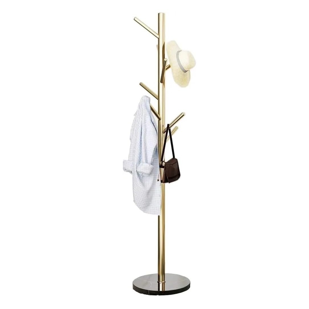 DFHS46JK Hat Rack Metal Coat Rack Stand With Marble Base Home Entrance Hall Hanger For Bags, Clothes, Hats for Office(Golden)