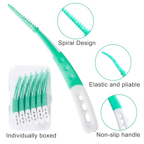 Interdentalbürsten 60 Stück,Zahnsticks,Zahnzwischenraumbürsten,Zahnreinigung Zwischenräume,Gebogene Form,für Reinigung schwer zugänglicher Zahnzwischenräume
