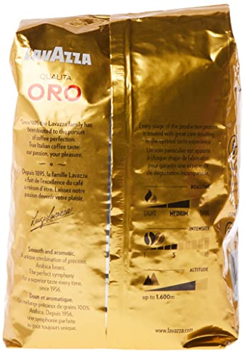 Image of Lavazza Qualita Oro Whole Bean Coffee Blend, Medium Roast, 2.2-Pound Bag (Pack of 6)