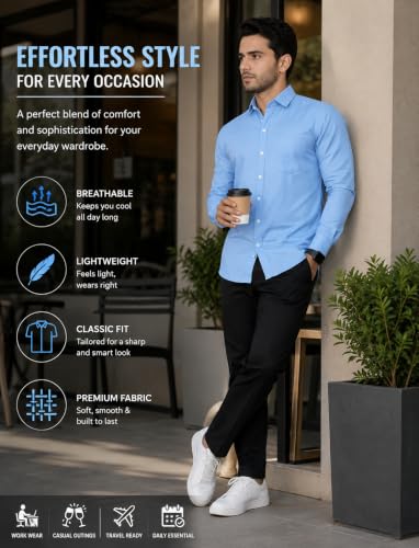Image of Diverse Men's Stylish Poly Cotton Casual Shirt || Full Sleeve Button-Down Shirt with Single Pocket || Comfortable Breathable Fabric || Perfect for Casual Office and Outing Wear