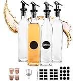 🎈 Ergonomisches Design: Frauen können die Öl spenderflasche leicht mit einer Hand halten. Sie können die Menge an Öl, Dressing oder Essig, die in die Gerichte gegossen werden soll, leicht kontrollieren, kommt mit - 4 Öl und Essigspender 500 ml, 4 Ölausgießer, 4 Korken, 3 Tabs, 1 1 Stift, 1 Trichter, bequeme Aufbewahrung und praktisches Küchenutensil