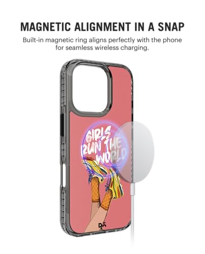 Image of DailyObjects Girls Run The World Stride 2.0 Magnetic Case Cover Compatible with iPhone 16 Pro Max | Wireless Charging Slim Back Cover | 2 Layer Edge Protection & Shockproof