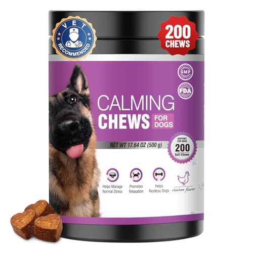 Calming Chews for Dogs 200pc Dog Calming Treat and Bites with Melatonin - Anxiety and Stress Relief Treats for Dogs Puppy Sleep Aid Calm Dog with Noise,Thunder,Barking,Separation,Chewing