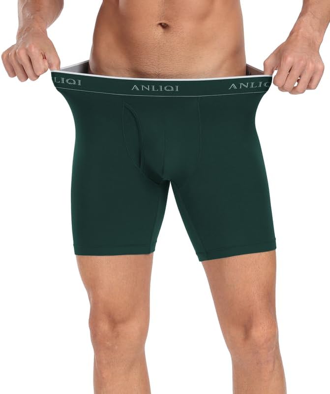 ANLIQI Men's Underwear Boxer Briefs Pack Bamboo Viscose Underwear Moisture Wicking & Breathable Men Underware with Fly 4 Pack - Image 8