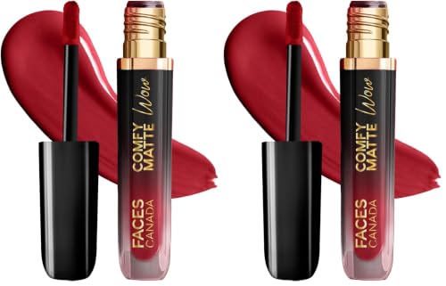 Image of FACESCANADA Comfy Matte Wow Liquid Lipstick Maroon Maven 05 3.8ml | One Swipe Application | Highly Pigmented | Comfortable Wear | Glides Smoothly | Long Lasting | Transferproof (Pack of 2)