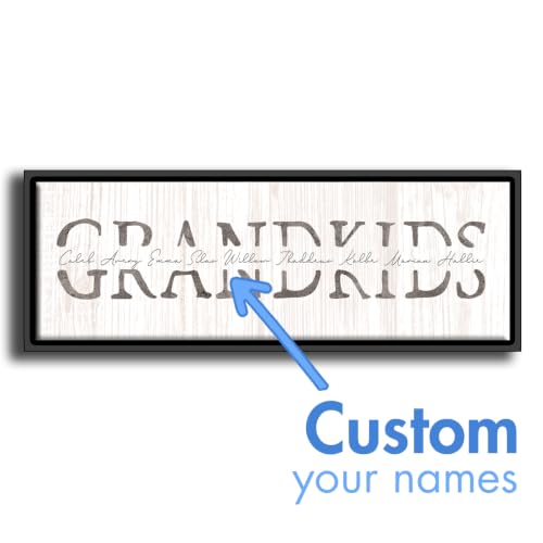 Grandkids - Personalized Art Gift for Grandparents (Whitewashed Wood, 6.5"x18" Block Mount) - Image 2
