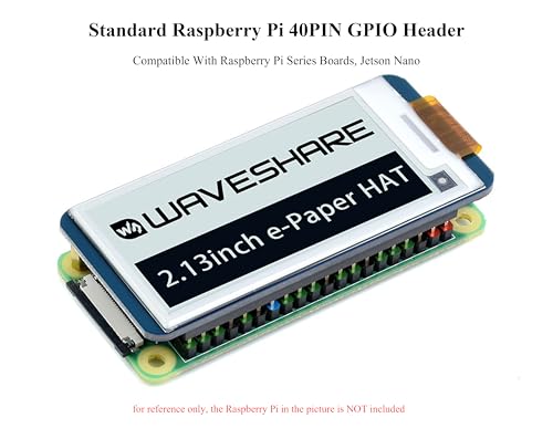 Image of 2.13inch E-Ink Display HAT V4 Version Compatible with Raspberry Pi 5 / 4B /3B+ /3B /2B /A+ /Zero W /Zero 2 W /Pico W /Pico 2WJetson Nano, 250x122 Pixel e-Paper HAT, SPI Interface, Support Partial Refresh