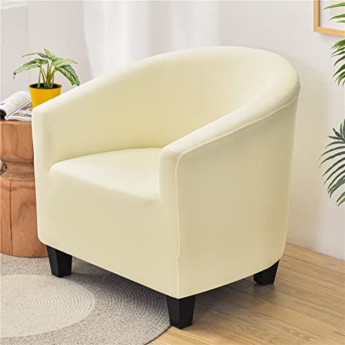 FANSU Housse de Fauteuil Cabriolet Chesterfield Extensible, Élégant Mode Couleur Unie Couverture de Fauteuil Antidérapant, Tub Chair Housse de Canapé sans Housse de Coussin (Beige)