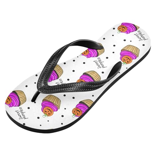 Burbuja Cute Halloween Cupcakes Flip Flops for Women Men, Soft Thong Sandals Rubber Slippers for Pool Beach Essentials2