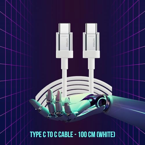 Image of Nothing Type C Cable for Phone 2a /Phone2 /Phone 1, 45W Rapidly Charging Laptop /Tablet /Smartphone /Pad /Gaming Console /Mobile and S24 ultra /15 Pro max /S23 USB-C to C Sync Data Transfer Speed Kable, White