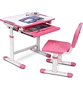 Set Tavolo E Sedia Per Bambini GYMAX - Con Rotolo Di Carta - Scrivania Con Archiviazione - Legno Di Pino - Grigio - Foto 10