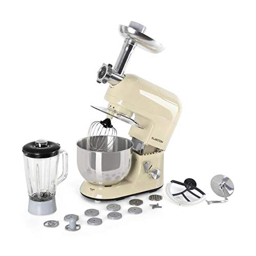 KLARSTEIN Lucia Morena • Multifunction Stand Mixer • Kitchen Machine •1300 Watts • 5.3 qt Bowl • 1.3 qt Mixing Glass • Meat Grinder • Pasta Maker • Blender • Adjustable Speed • Cream - Thumbnail 4