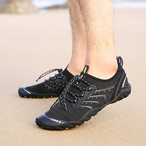 Saguaro Hiking Water Shoes Mens Swim Shoes For Women Quick-Dry Beach Sneakers Barefoot Aqua Shoes For Swimming Pool Diving Surf Walking Yoga Eerie Black Size 13.5 Women/12 Men #TOP4