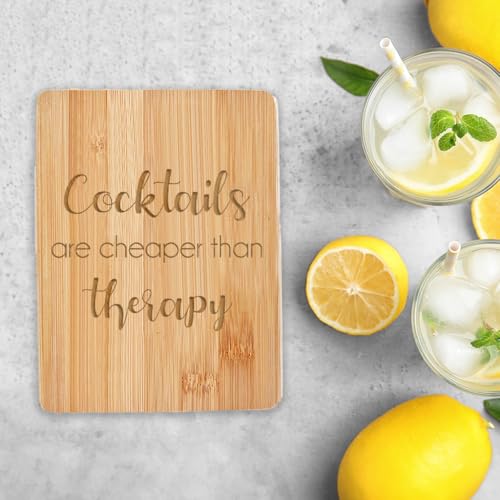 Love, Georgie Tabla de Cortar Bambú "Cocktails are Cheaper than Therapy" Rectangular 6 x 8 pulgadas miniatura 2