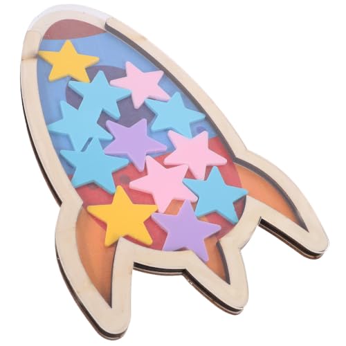 CATIEBYE Bocal de Récompense en Bois, Tableau des Récompenses, Forme Étoile et Fusée, Décoration Diy, pour Bureau et Maison, pour Tout-petits et Garçon et Filles